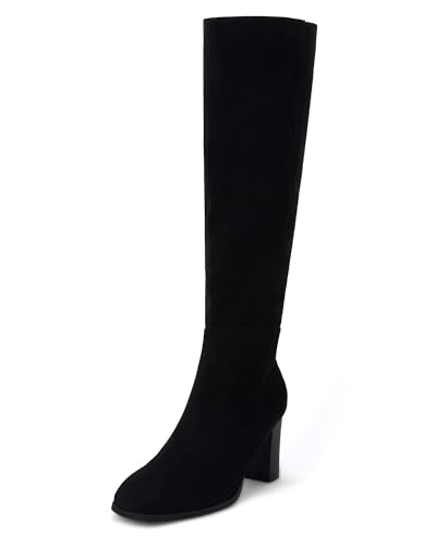 Coutgo Womens Knee High Boots Chunky Block Heels...