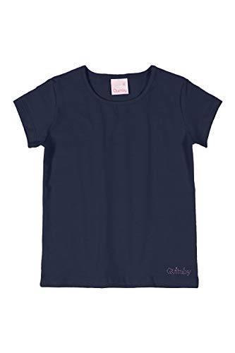 Blusa Infantil manga curta em cotton, Quimby, Meninas, Azul Escuro, 10
