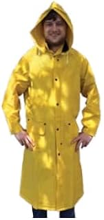 Rain Coat, 0.35 mm PVC on Polyester, Yellow, 48 in Length, Pack of 10 (Medium)