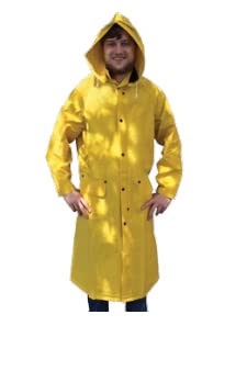 Rain Coat, 0.35 mm PVC on Polyester, Yellow, 48 in Length, Pack of 10 (5X-Large)