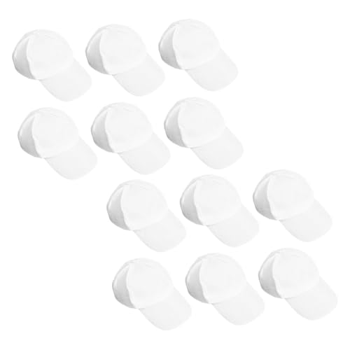 TOPPERFUN 12 gorras de béisbol de algodón blanco transpirables para pintura y manualidades, cómodas gorras de panel en blanco para proyectos de arte escolares y actividades familiares