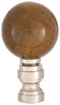 B&P Lamp® Tiger Eye Design, 30mm Ball Finial, Satin Nickel Brass Base
