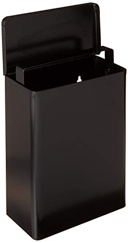 Image of INDIAN DECOR 500788 Sanitary Napkin and Tampon Disposal Receptacle, Surface Mount, Steel, Black, Liner held in Place with Bracket
