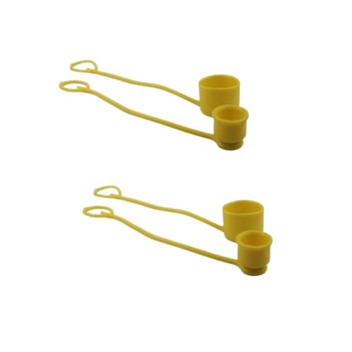 Image of Yellow Rubber Dust Caps /Plugs For 1 /2 Body Flat Face Hydraulic Bobcat Skid Steer Quick Couplers (2 Sets)