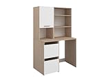 Vente-unique-Mueble para Lavadora con estantes y armarios - Natural Claro y Blanco - L111 x Alt. 184 cm - ERKANO