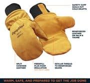RefrigiWear Unisex Fleece Lined Fiberfill Insulated Cowhide Leather Mitten Gloves - Image 3