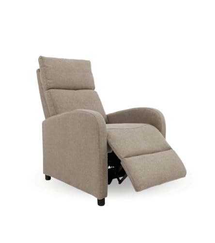 Miniatura 5 de Home Heavenly - Sillón Relax Reclinable Manual Nexus. Butaca Para Salón Con Reposapiés, Compacto. Sistema Por Empuje.Tostado