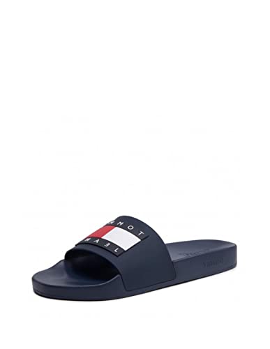 Tommy Hilfiger Women's Shoes Tommy Jeans Flag Pool Slide Dark Blue Bathing Shoes 36, darkblue, 4 UK