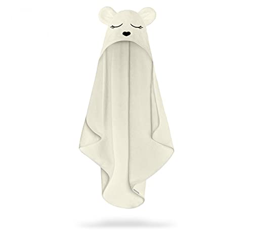 Baby Steps Toalla de mano para niños, absorbente, suave, 100% de rizo de bambú, con capucha, para niños y niñas, con osito, toalla de baño y con capucha (85 x 90 cm)