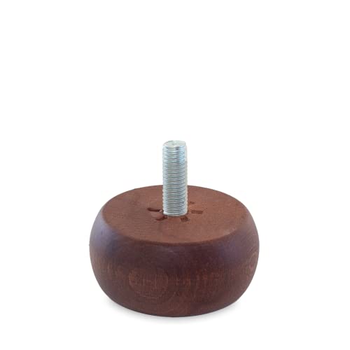 TENDAGGIMANIA ® Patas de Madera para Muebles, Sofás, Sillones y Pufs - Patas de Madera - Color Nogal - Modelo Cebolla - 3 CM