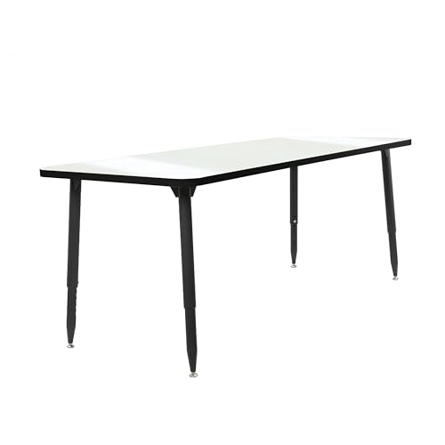 Image of Adapte Commercial Dry-Erase Classroom Activity Table - 30 inch x 72 inch Rectangle Whiteboard, ADA Compliant Tapered Legs, Glides & Casters Adjustable Height 22-34 inch Wheelchair Accessible, School Furniture