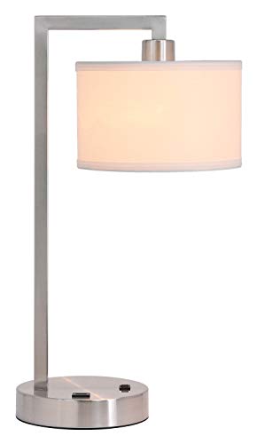 Xinbei Lighting Table Lamp Desk Lamp With Usb And Fabric Shade, Modern End Table Lamp Brushed Nickel Finish For Bedroom Living Room & Office Xb-Tl1231-Bn #TOP1