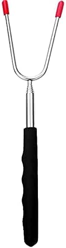 Eagle Enterprise Marshmallow Roasting Sticks, 1 PCS 32-Inch Stainless Steel Telescopic Barbecue Forks with Wooden Handle, Travel Pouch, Cookware for Outdoor Campfire, Fire Pit, BBQ Grill