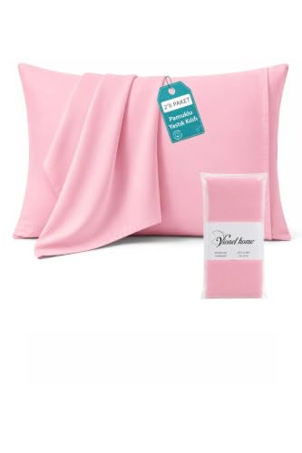 Pamuklu 2'li Kapaklı Yastık Kılıfı 50x70 cm - Yumuşak ve Nefes Alabilir (Pembe)
