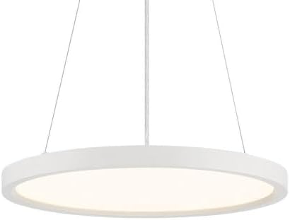 Minka Lavery 725-44-L Acrylic Thin Disk LED Pendant Light Fixture in Metal, 1-Light 30 Watt, 2" H x 15" W, White
