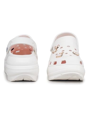 Image of ATHCO Roxxie Clogs For Women's|Girl's| Dual-Color Soft EVA Cushioned With Massage Footbed|Easy Wear with Adjustable Back Strap|Lightweight Platform Heels|Flexible|Breathable|Extra Soft Comfortable Anti-Skid Casual Mule|All-Season|Summer|Monsoon|Rain|Winter|Waterproof|Casual Slip-On Sandal with Cute Charms & Chunky Design|Indoor & Outdoor Wear|Trendy|Fashionable|Stylish|Shoes