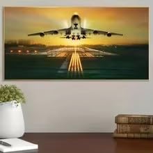 Affiche sur toile avion stylé au rendu artistique premium en format 60x120