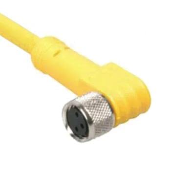 TURCK PKW 3M-10 10 Meter Length, 3X24 AWG, CORDSET, M8 PICOFAST, M8X1 Threaded, Nickel Plated Brass Coupling, NO LEDs, PVC Jacket, Right Angle Female Connector, Single Ended, U0074-10