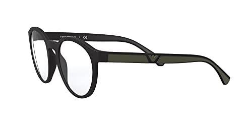 Emporio Armani Men's Ea4152 Prescription Eyewear Frames with Two Interchangeable Sun Clip-ons Round