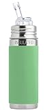 Pura Kiki 9oz/260 ml Stainless Steel Insulated Bottle w/Silicone Straw & Sleeve, 100% Plastic-Free,