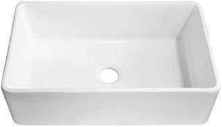 KLXHOME 33" Apron-Front Fireclay Single Bowl Kitchen Sink, White Porcelain Ceramic Farmhouse Undermount