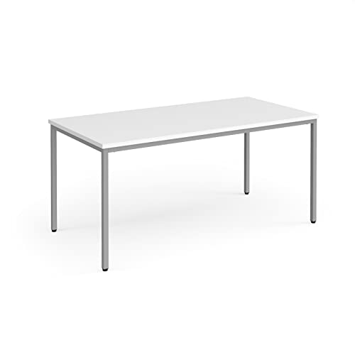 Mr Office Flexi 25 rectangular table with silver frame 800mm deep, 1600, White