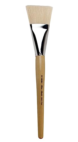 Silver Brush Limited 8001-50 Silver Jumbo White Hog Bristle Flat Paintbrush for Oil, Acrylic, Heavy Body Paints, Gesso & Grounds, Varnish & Top Coat, Size 50, Mid Length Handle