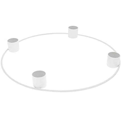 Adventskranz Metallring, 25 cm, Weiß matt, mit 4 Kerzenhaltern