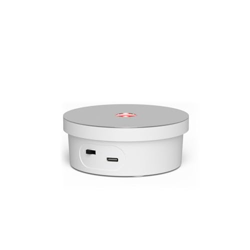 Kuymquat 電動ターンテーブル 鏡面電動回転台 LED照明付き 7色漸進変化 360度回転 耐荷重5KG LEDディスプレイスタンド 両方向回転 静かUSB充電式 陳列台 フィギュア展示台 撮影用 カラフル 誕生日プレゼント 贈り物(白色) (直径10CM)（Amazon）