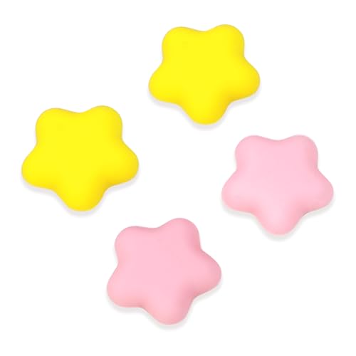 Image of PERFECTSIGHT Cute Star Thumb Grip Caps for Switch 2, PS5, PS4, Xbox Series X /S, Xbox One, Switch PRO Controller, 4PCS Kawaii Soft Rubber 3D Analog Thumbsticks Grips Joystick Cover (Yellow+Pink)