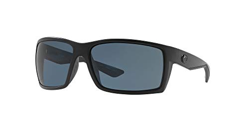 Costa Del Mar Men's Reefton Polarized Rectangular Sunglasses, Blackout/Grey Polarized-580P, 64 Mm #TOP13