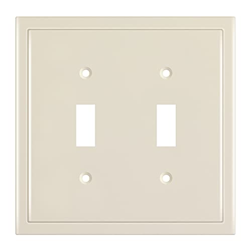 Switch Plate Outlet Cover, Durable Solid Zinc Alloy (double Toggle, Light Almond)