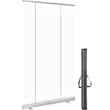 VEVOR Roll Up Publicitaire,Transparent 121x200cm Paroi de Séparation Enroulable,en Pet Paravent Transparent Anti-Éternuements,Portable Porte-Affiche,Autoportante Stable Cloison Bureau Affichage