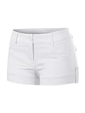 Design by Olivia Women's Body Enhancing Comfort Modern City Cuffed Short with Pockets White L