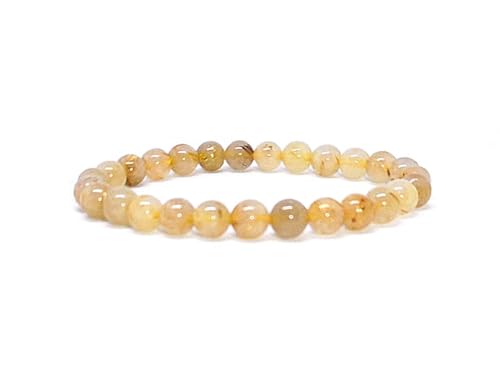 Bracelet en quartz rutile doré 8mm, votre allié zen pour la méditation