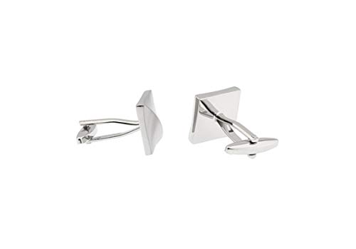 Mancuernillas cuadradas plateadas para hombre miniatura 2