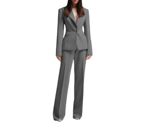 Women Elegant High Street Blazer High Waisted Work Pants Suit Set 2 Pieces Evening Party Outfits
