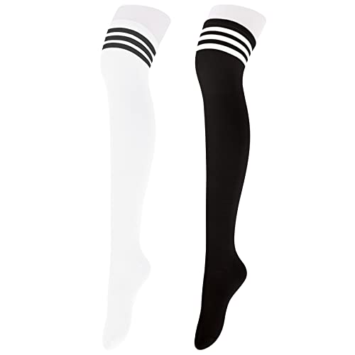 Olreco Thigh High Socks for Women Striped Over the Knee High Socks for Women Halloween Stockings Long Tube Sock Thigh Highs2