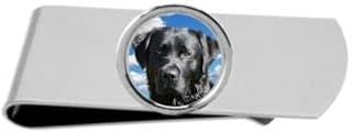 Black Labrador code75 DOME on Silver Money Clip Holder personalise gift