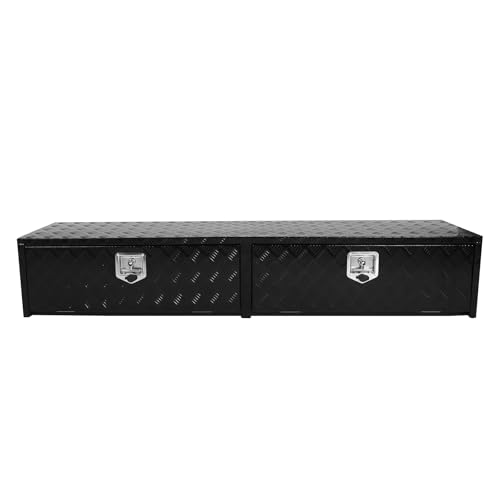 Aluminum Truck Tool Box, 72 x 15 x 13 Inch Pickup Tool Box with Dual Drop Doors, Vehicle Tool Storage and Organization (Black)