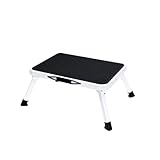 NEWBULIG Foldable Step Stool, Heavy-Duty Metal Step Stool with 330 lbs Capacity, Non-Slip Platform & Rubber Feet, for Home, Kitchen, RV, Indoor & Outdoor, Black and White