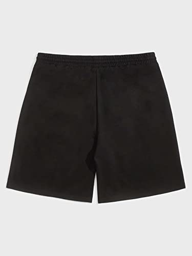 Shein Men's Casual Drawstring Workout Running Lounge Shorts Letter Print Elastic Waist Track Shorts Black L #TOP1