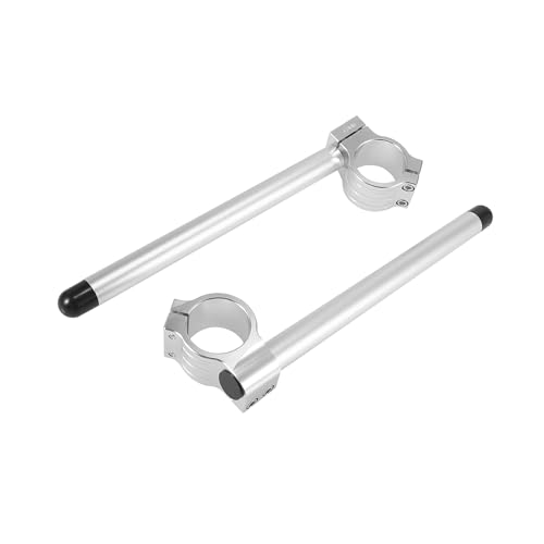 Hihaha 1 Pair 43mm Motorcycle Handlebar Adjustable Motorbike Handle Bar Universal Replacement Silver Tone Durable Material