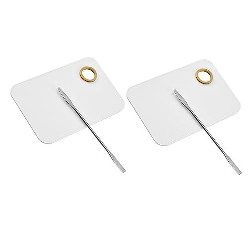 IWOWHERO 2 Sets Beauty Palette Nail Mixing Cosmetic Mixing Plate Makeup Paint Tray Foundation Mixing Nail Palette Mixing Tray Makeup Manicure Makeup Mixing Makeup Art Tool White Acrylic