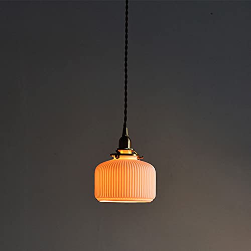 Lámpara colgante E27 de cerámica blanca con pantalla plisada regulable NAMFHZW para dormitorio