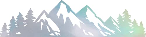 Image of Mountain Tree Forest Vinyl Decal for Car (Hologram) (Set of 2) RV Camper Waterproof Small Mountain Car for Bumper Door Panel Car Decal Laptop Tuber Wall Window Phone Mug Accessory Decoration