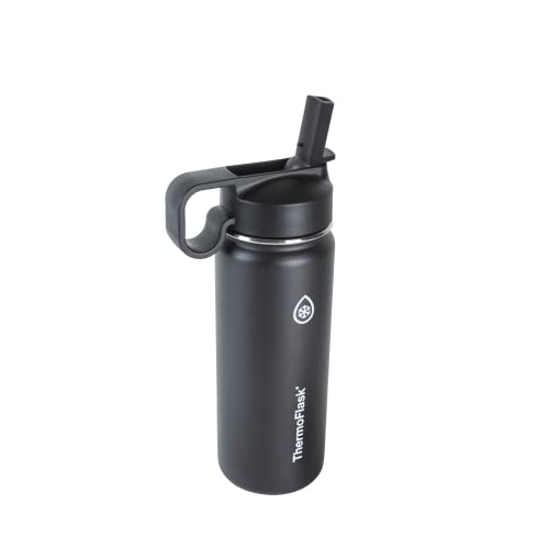 Thermoflask Garrafa de água isolada dupla de aço inoxidável, 510 g, preta