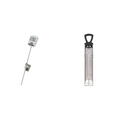 Image of Taylor Programmable Digital Candy and Deep Fry Thermometer with Green Light Alert Display & Stainless Steel Candy Deep Fry Food Cooking Kitchen Analog Thermometer, 12 Inches