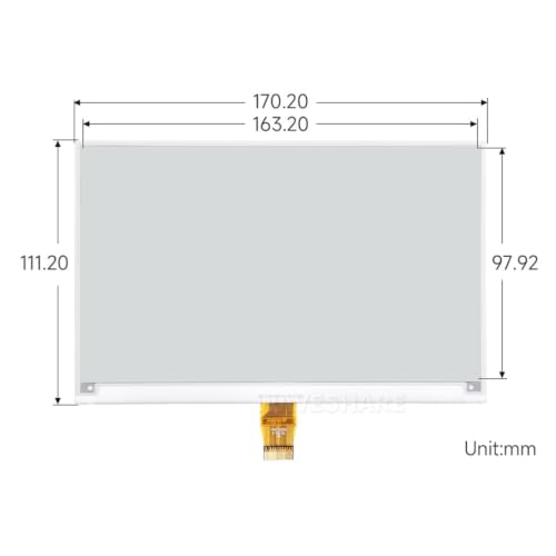Image of Waveshare 7.5inch E-Ink Raw Display Compatible with Raspberry Pi 5 /4B /3B /Zero /Zero W /Zero 2W /Pico /Pico W /Pico WH 800x480 Resolution with SPI Interface Without PCB