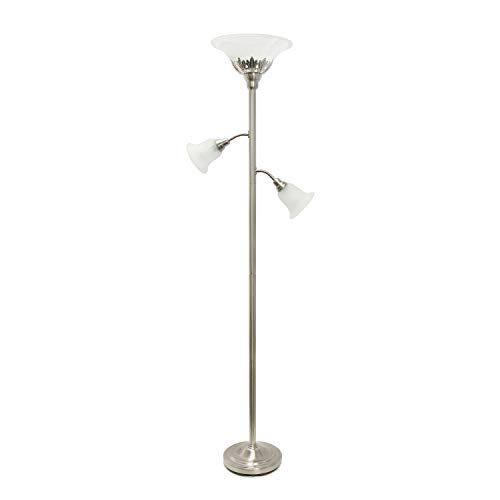 Elegant Designs LF2002-BSN 3 Light Scalloped Glass Shades Floor Lamp, Brushed Nickel Elegant Designs LF2002-BSN 3 Light Scalloped Glass Shades Floor Lamp, Brushed Nickel